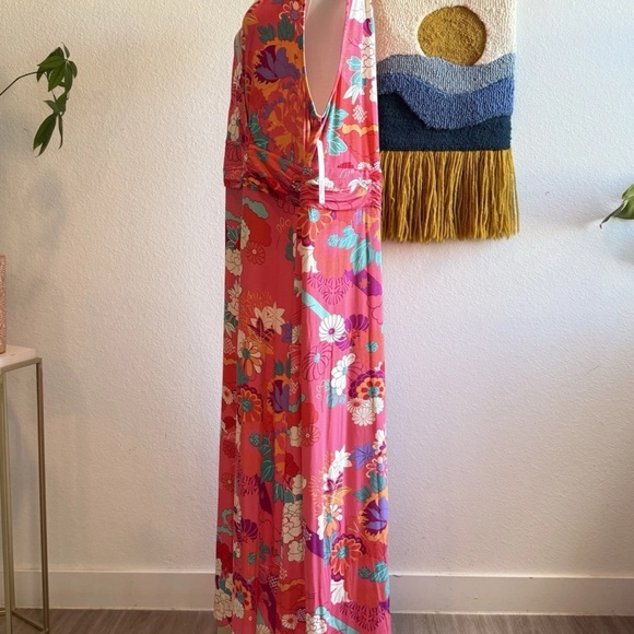NWT Soft Surroundings Poise Dress Sun Kissed Coral Maxi Floral Plus Size 2X - Picture 10 of 15